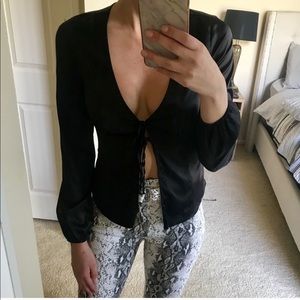 Urban outfitters black satin top